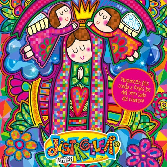 Diseño colorido de la Virgencita Plis 